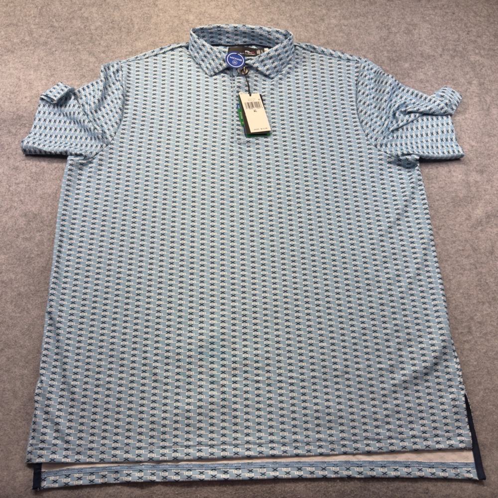 RLX Ralph Lauren Golf Polo Mens XL Light Blue New Wicking Logo Print Shirt